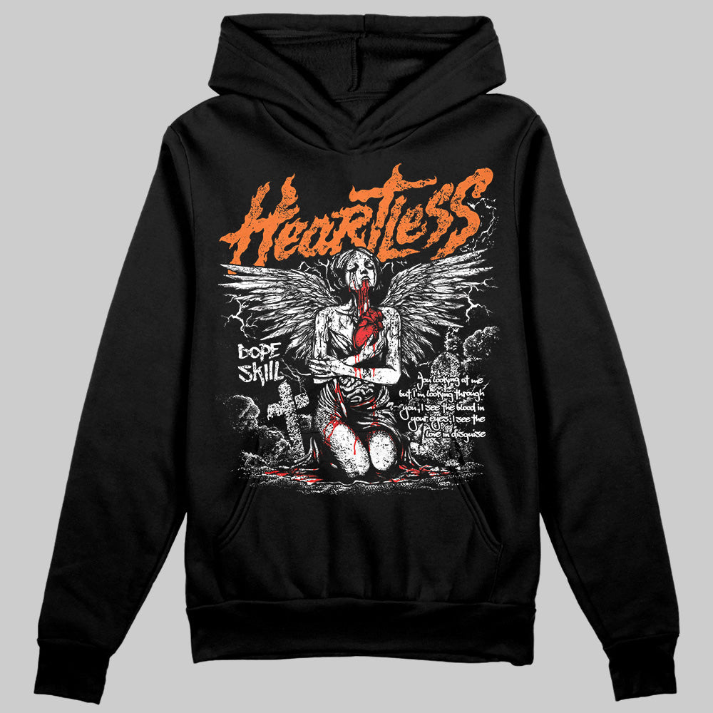 Orange Black White DopeSkill Hoodie Sweatshirt Heartless Graphic