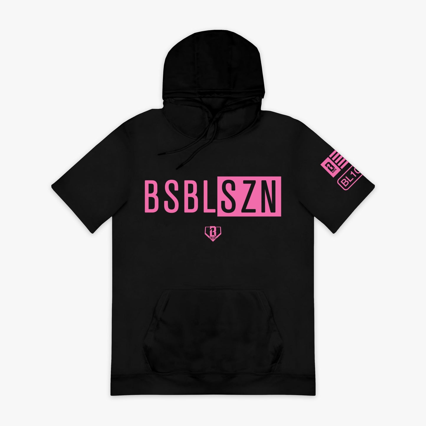 BSBL-SZN Short Sleeve Hoodie V2 - Black/Pink