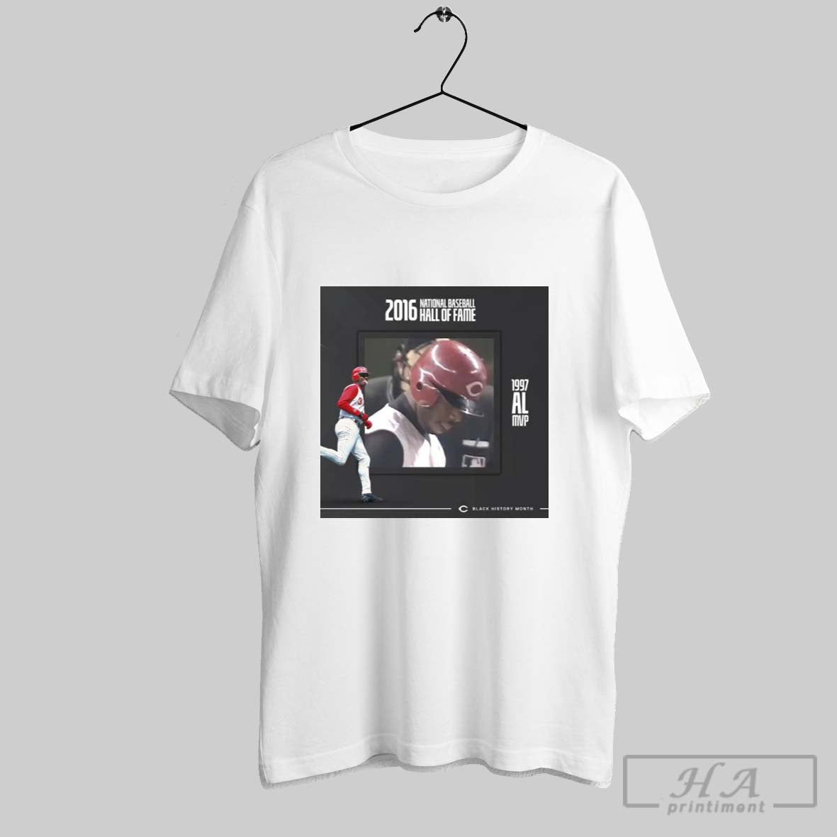 Cincinnati Reds Ken Griffey Jr 2016 National Baseball Hall Of Fame 1997 Al Mvp Black History Month Poster T Shirt