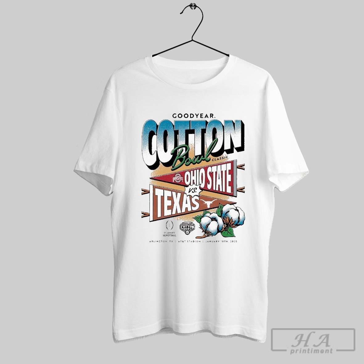 Texas Longhorns Vs Ohio State Buckeyes College Football Playoff 2025 Goodyear Cotton Bowl Classic Head To Head T Shirts