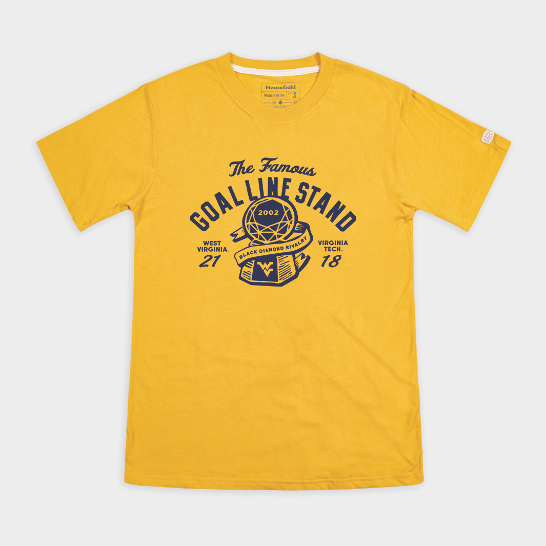 2002 WVU Black Diamond Goal Line Stand Tee Style001