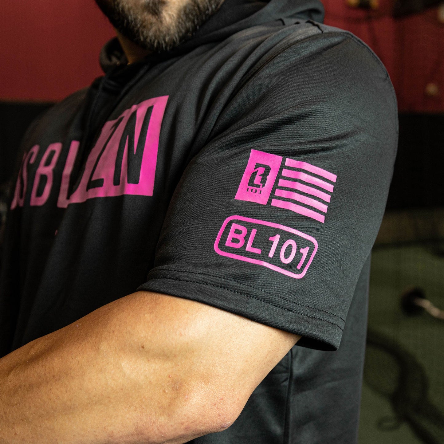 BSBL-SZN Short Sleeve Hoodie V2 - Black/Pink