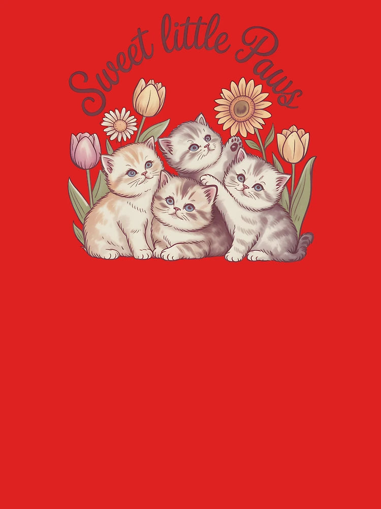 Cute kitties and flowers Sweet little paws Classic T-Shirt