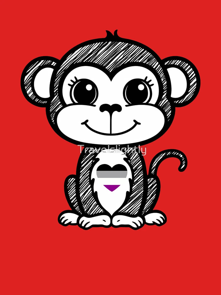 Cute Pride Monkey with Asexual Pride Heart Classic T-Shirt