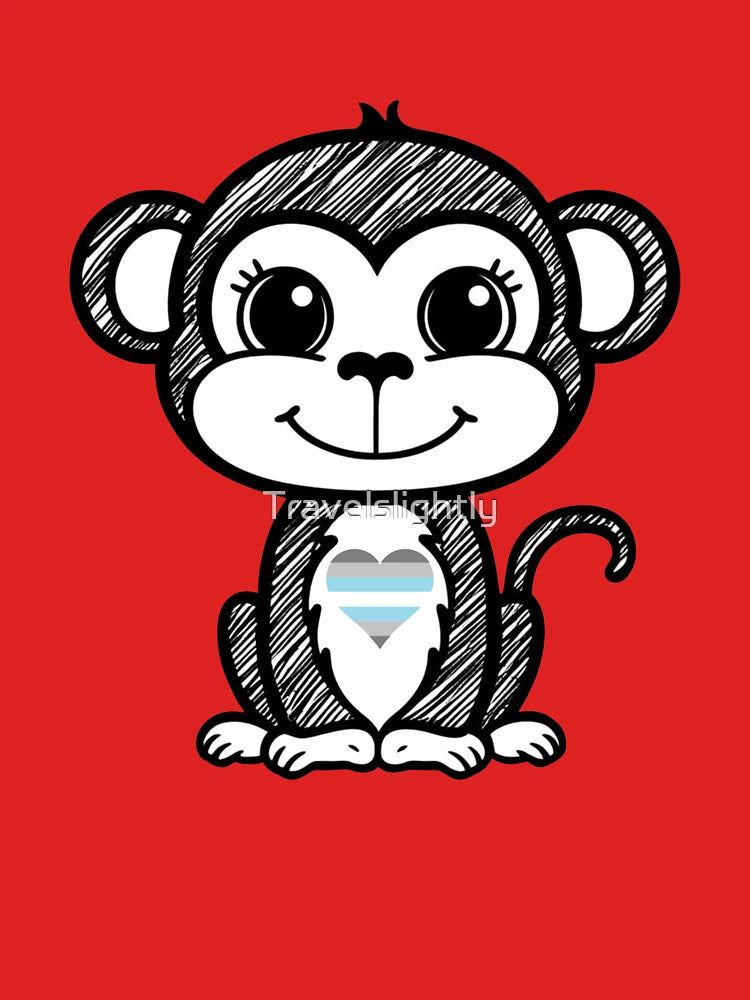 Cute Pride Monkey with Demiboy Pride Heart Classic T-Shirt