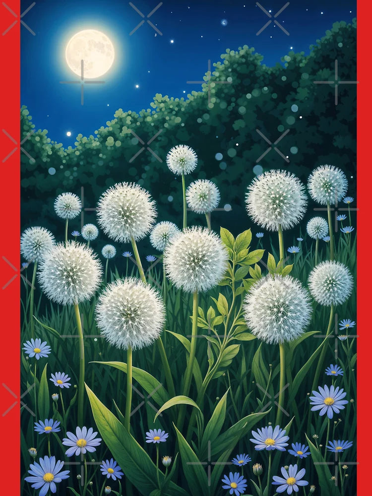 dandelions in the meadow in the moonlight Classic T-Shirt
