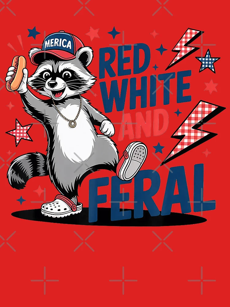 Cute Red White And Feral Funny Raccoon 4Th Of July Patriotic Classic T-Shirt