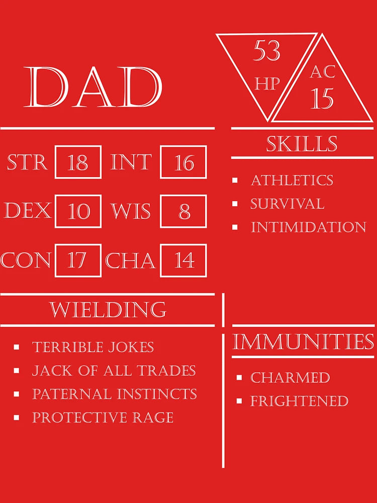 Dad Stats - Character Sheet - White Classic T-Shirt