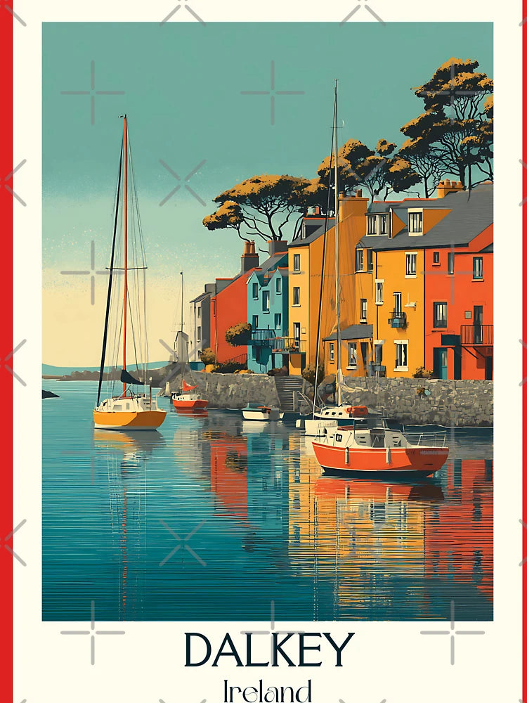 Dalkey Harbor Poster – Colorful Town & Boats in Summer Light Classic T-Shirt