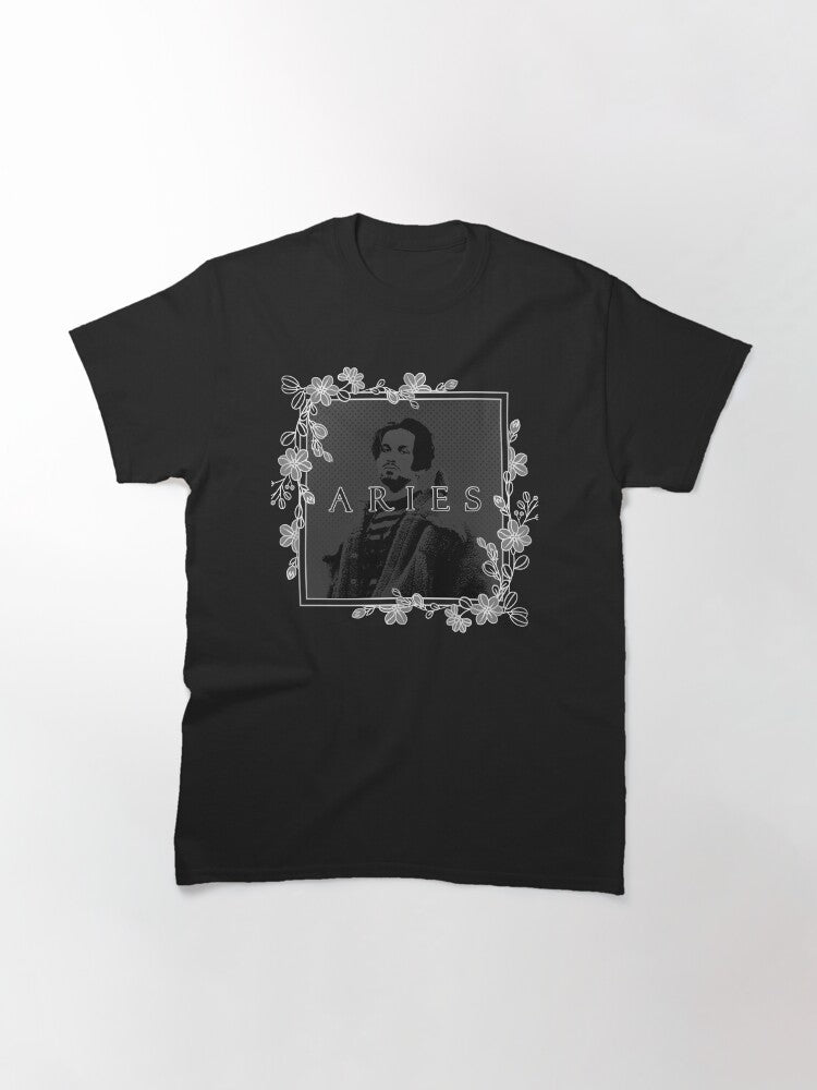 Aries Black and white Floral Portrait Classic T-Shirt