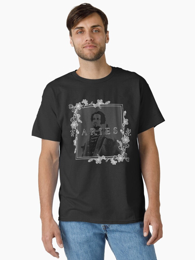 Aries Black and white Floral Portrait Classic T-Shirt