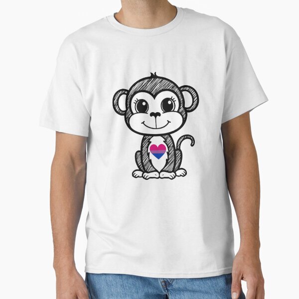 Cute Pride Monkey with Bisexual Pride Heart Classic T-Shirt