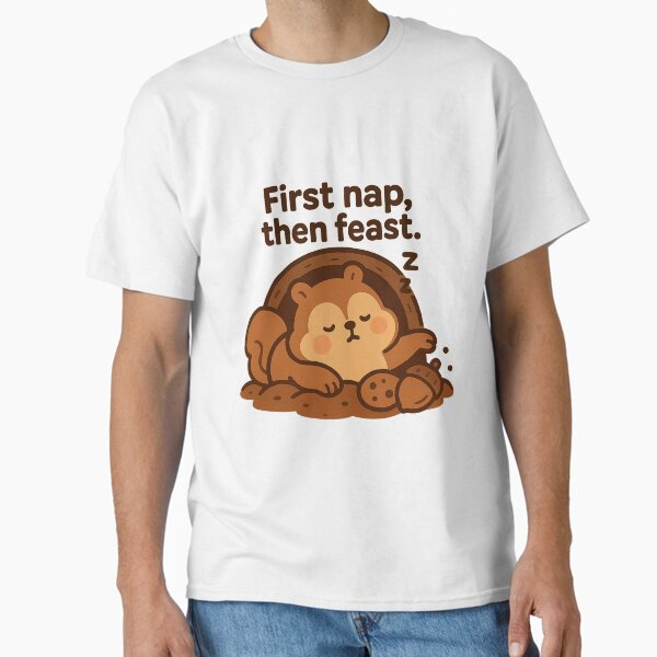 Cute Squirrel Mole Nap Snack Cozy Forest Animal Classic T-Shirt