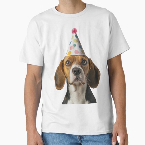 Cute Beagle dog with Party Hat Birthday Celebration Classic T-Shirt
