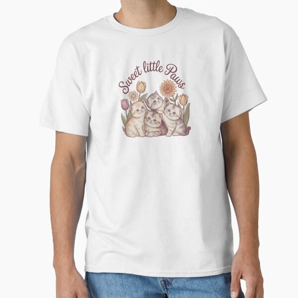 Cute kitties and flowers Sweet little paws Classic T-Shirt
