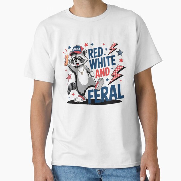 Cute Red White And Feral Funny Raccoon 4Th Of July Patriotic Classic T-Shirt