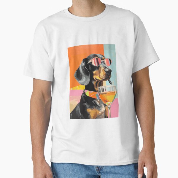 Dachshund wearing sunglasses - Cool cocktail dog Classic T-Shirt