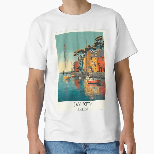 Dalkey Harbor Poster – Colorful Town & Boats in Summer Light Classic T-Shirt