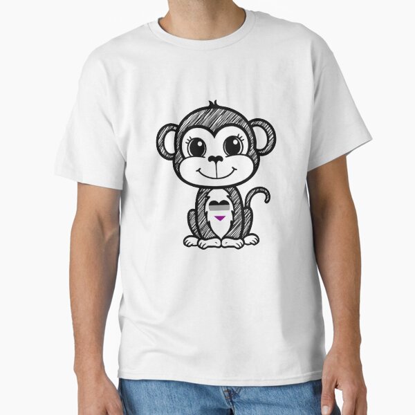 Cute Pride Monkey with Asexual Pride Heart Classic T-Shirt