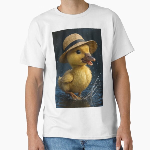 Dapper Duckling - Adorable Duck in a Hat Splashing in Water Classic T-Shirt