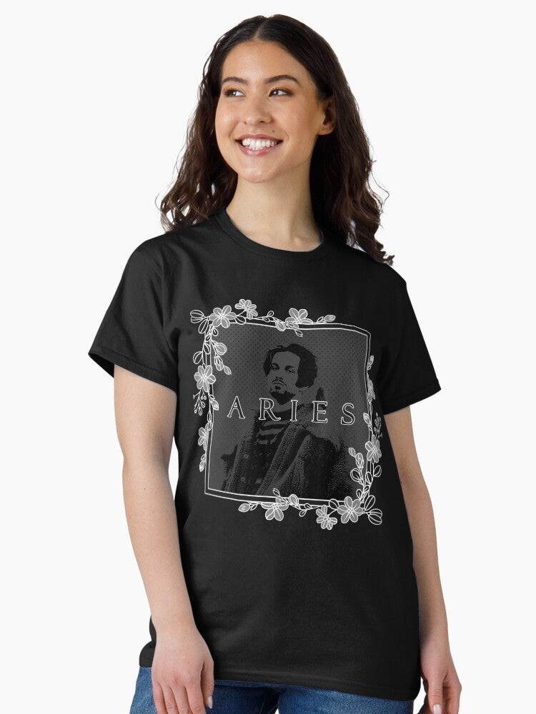 Aries Black and white Floral Portrait Classic T-Shirt