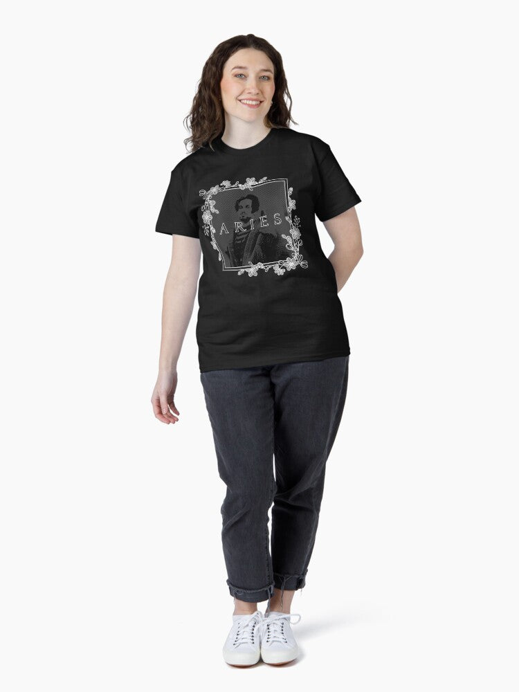 Aries Black and white Floral Portrait Classic T-Shirt