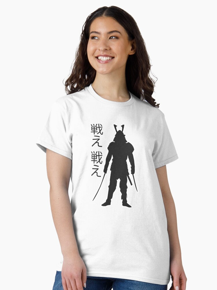 Samurai: black color (large format). Classic T-Shirt Style004