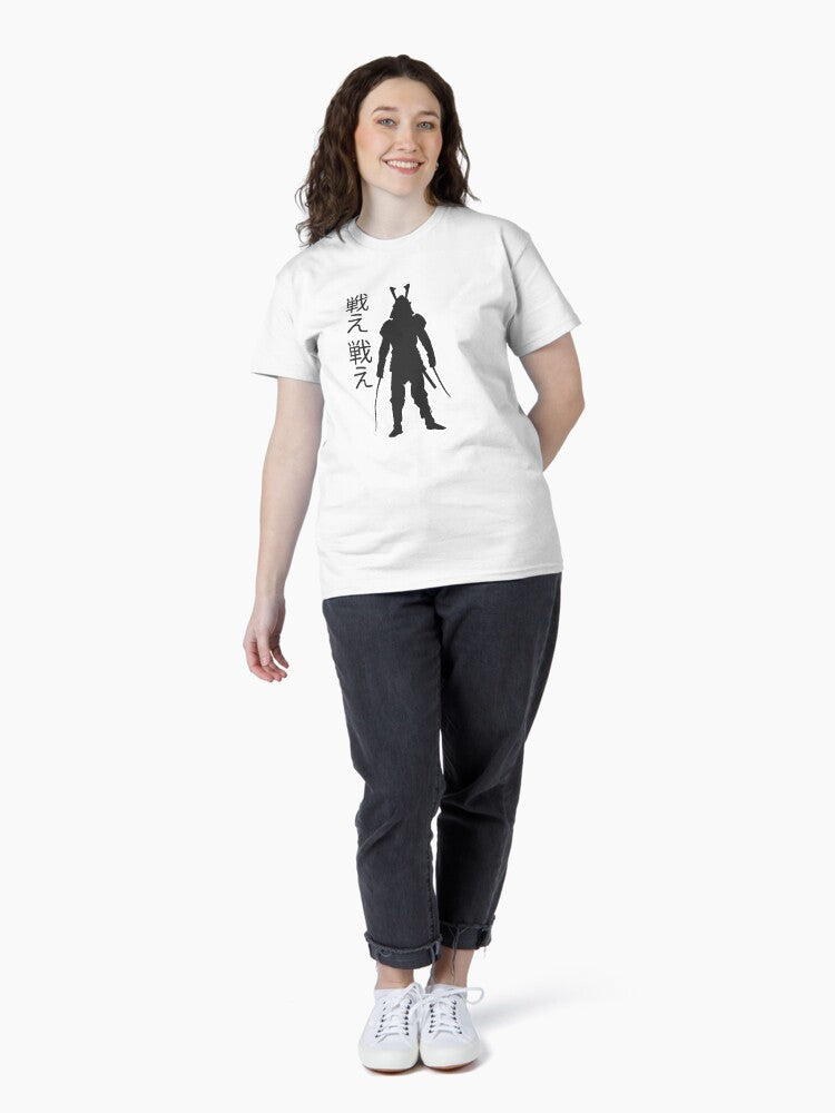 Samurai: black color (large format). Classic T-Shirt Style004