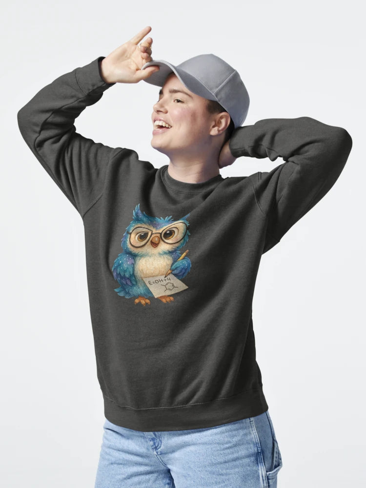 Cute Scientist Owl – Kawaii Blue Owl with Glasses and Formula Sticker Classic T-Shirt