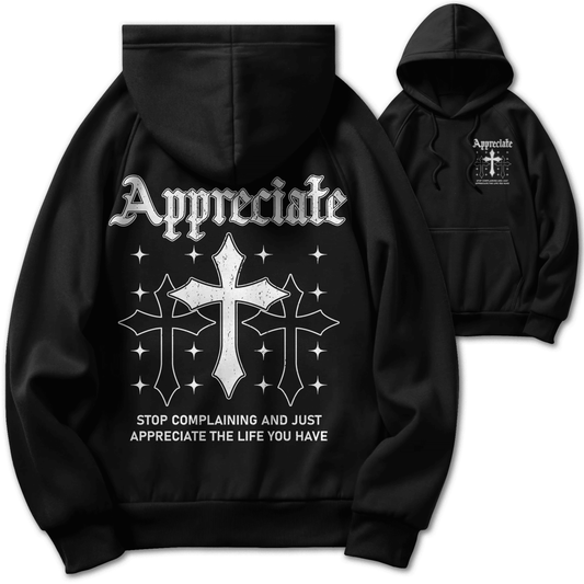 Appreciate Crosses - Black Hoodie Sweatshirt