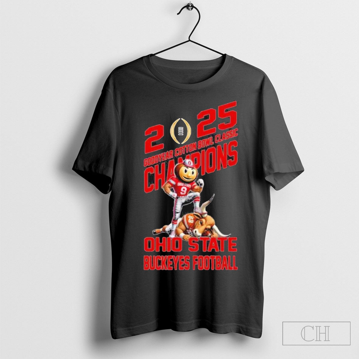 Official Ohio State Buckeyes Defeat Texas Longhorns Mascot Goodyear Cotton Bowl Classic Champions Ncaa Bowl Games Season 2024 2025 Shirt Cutom Poster Coffee Mugs Ornaments