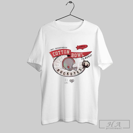 Official Ohio State Buckeyes Win Texas Longhorns 2025 Goodyear Cotton Bowl Football Classic Playoff Semifinal Helmet Stadium T Shirt