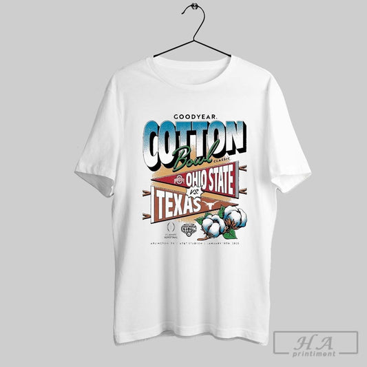 Texas Longhorns Vs Ohio State Buckeyes College Football Playoff 2025 Goodyear Cotton Bowl Classic Head To Head T Shirts