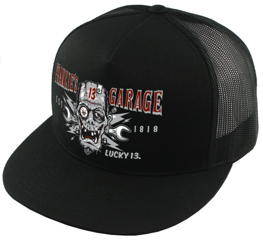 FRANKIE‚ÄôS GARAGE Snapback Trucker Cap - BLACK