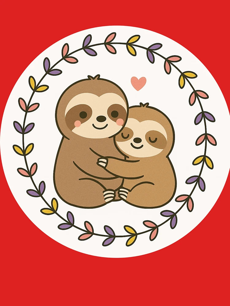 Cute Sloth Hug – Loving Sloths in Floral Wreath Classic T-Shirt