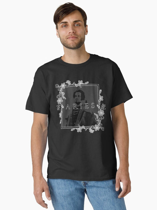 Aries Black and white Floral Portrait Classic T-Shirt