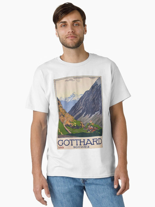Gotthard Schweiz 1914 vintage travel poster Classic T-Shirt