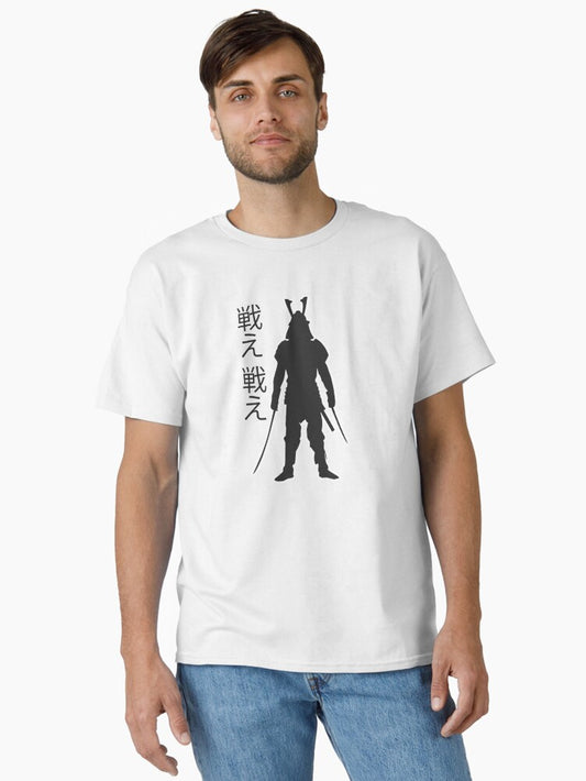Samurai: black color (large format). Classic T-Shirt Style004