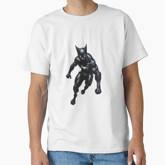 Black cat Superhero Cat in Action Classic T-Shirt