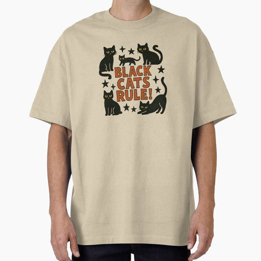Black Cats Rule Oversized T Shirt